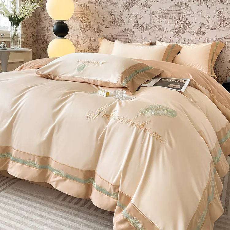 冬季200支加厚A类纯棉家用磨毛长绒棉四件套全棉刺绣被套床品4