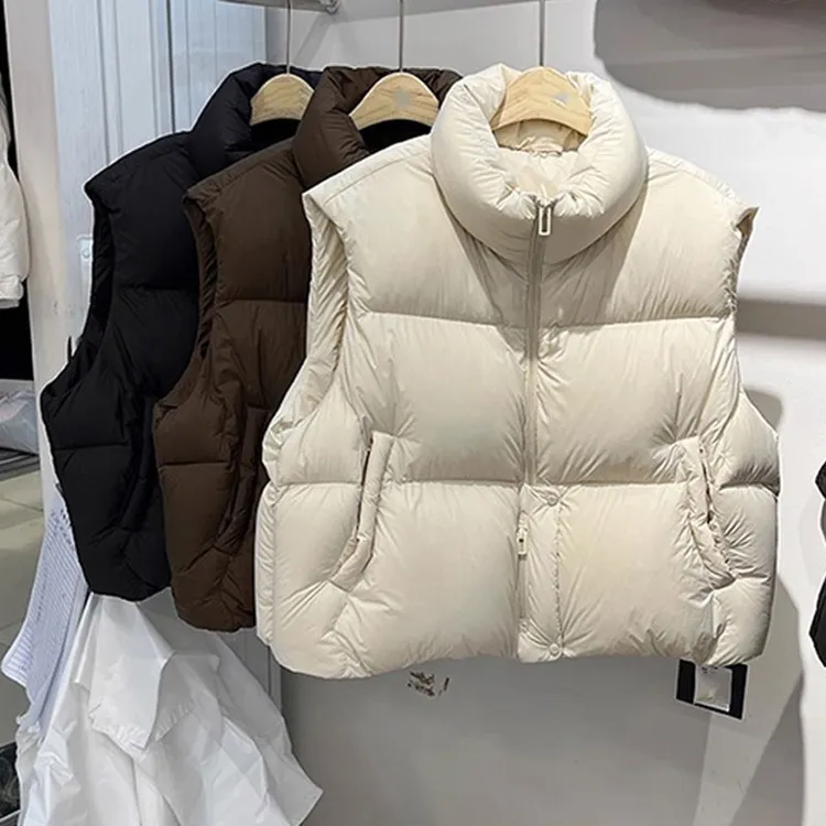 小个子马甲外套女冬季2025新款保暖加厚欧货时尚外穿立领马夹背心