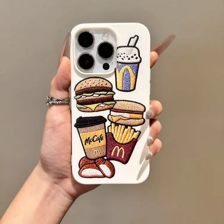 汉堡薯条手机壳亮面果冻适用苹果iPhone12/13/14/15/16/17防摔软