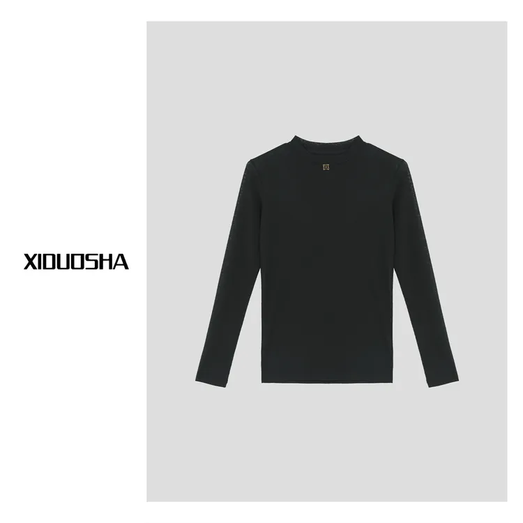 XIDUOSHA/喜朵莎经典款圆领网纱显瘦上衣 XDS1565