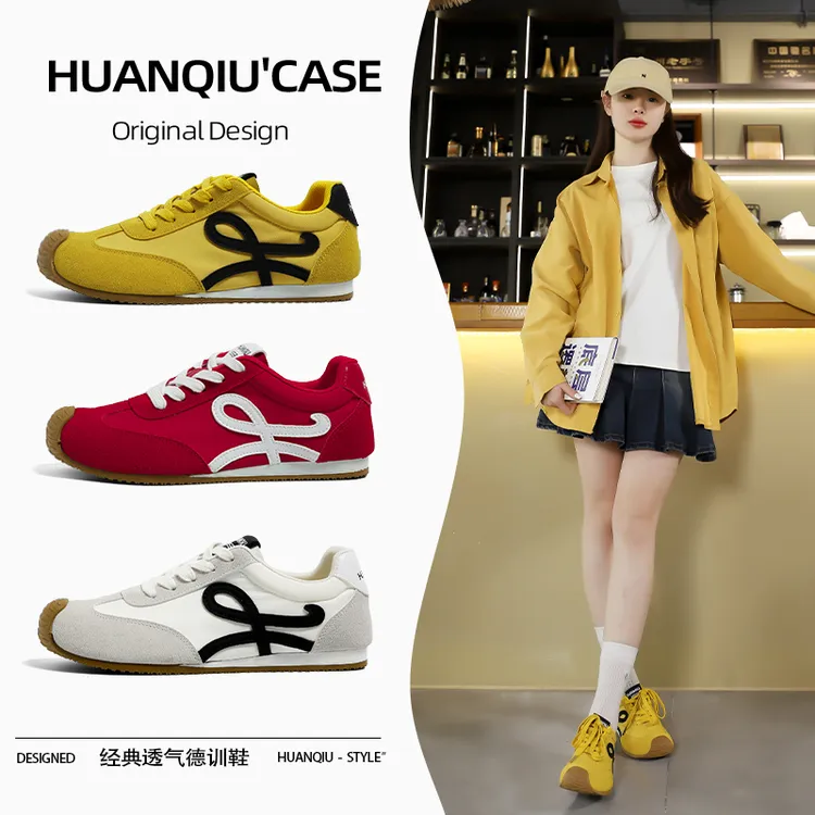 环球黄色德训鞋女款2025新款百搭超火舒适软底休闲板鞋潮鞋低帮款