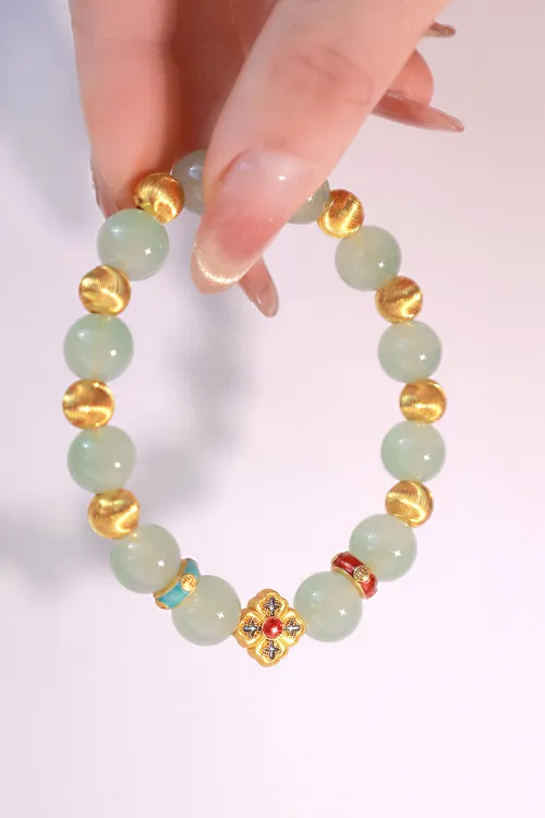 铜合金手链 新中式拉丝珠珠手链手串手工ins小众设计