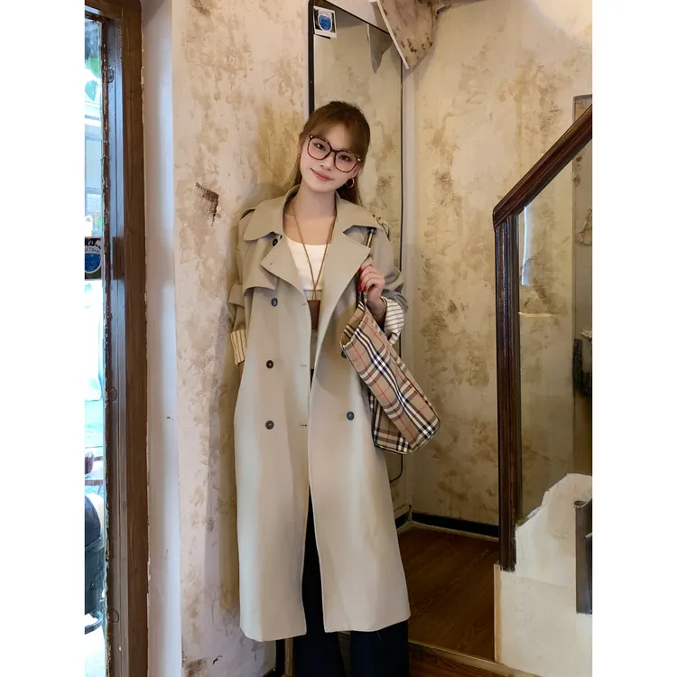 2025秋季新款高级感翻领英伦风外套大衣中长款风衣女装通勤爆款