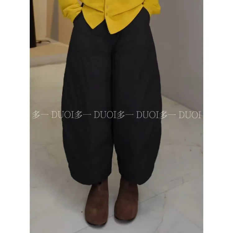 多一“小火炉”2025冬季简约纯色立体剪裁中缝设计休闲保暖羽绒裤