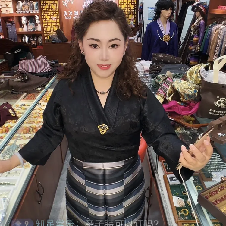 绸缎花纹网红藏装傣装三件套拉萨发货邮政包邮