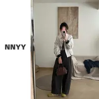 阿虞 北海道｜韩系宽松百搭短款条纹衬衫外套秋款上衣