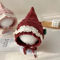 女宝宝帽子冬季公主精灵帽婴儿冬天加厚保暖针织护耳帽女童毛线帽