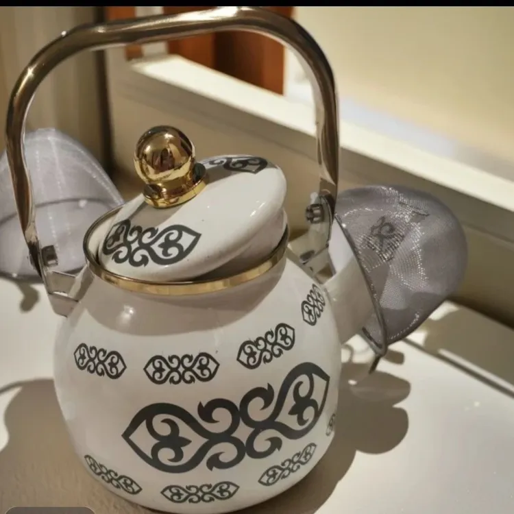 加厚搪瓷1.2升带过滤网小茶壶