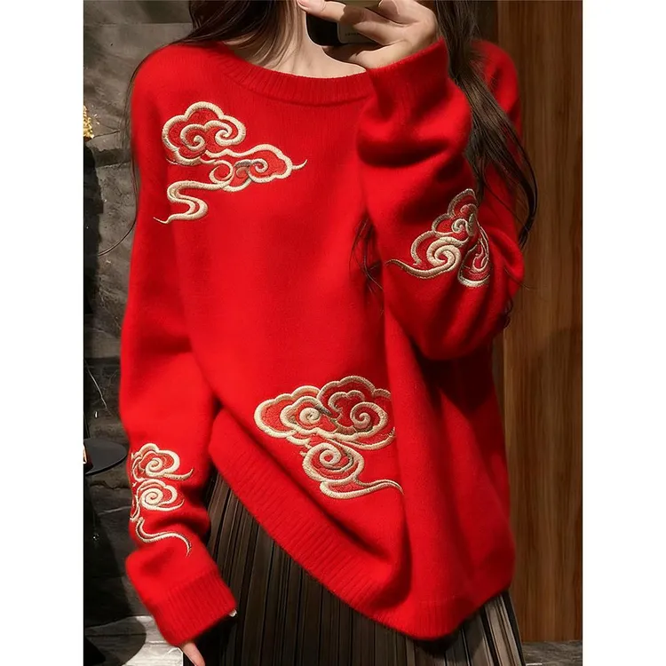 新中式禅意国风毛衣气质高级感超好看宽松针织上衣女2025秋季新款