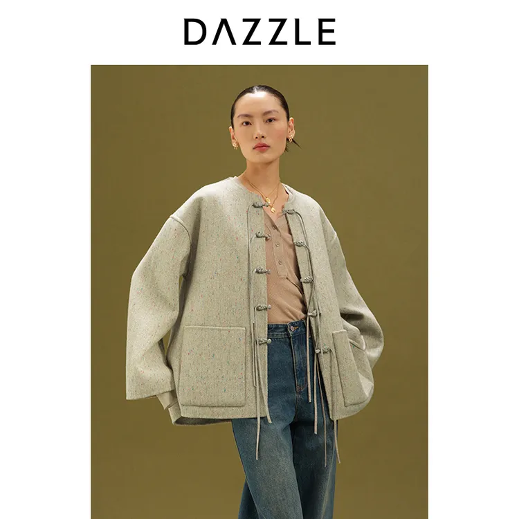 【青绿冬系列】DAZZLE 地素短大衣25冬绵羊毛混纺双面呢2J4G102