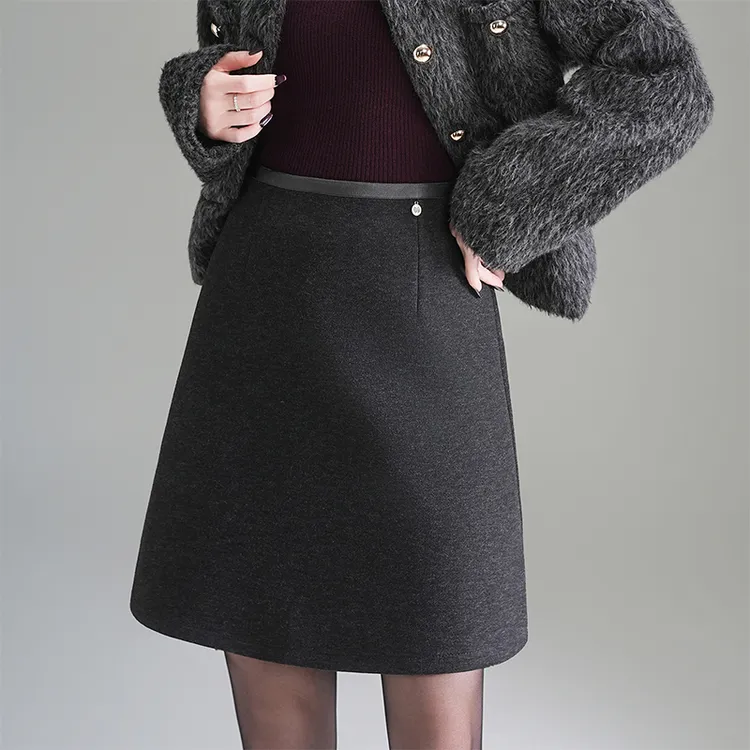 时尚气质羊毛呢短裙秋冬季半身裙女高腰显瘦a字包臀裙百搭新款