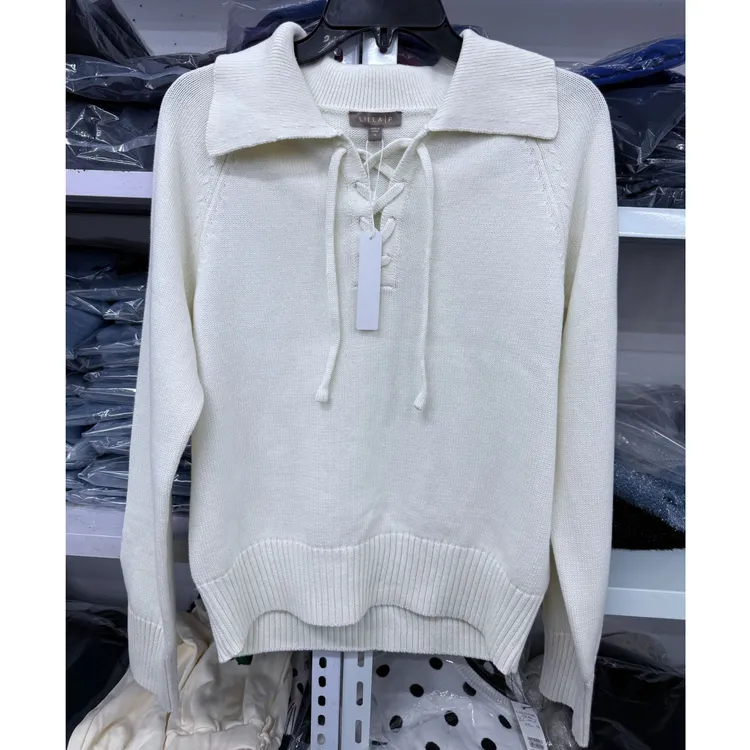 翻领针织长袖套头女式针织毛衣
