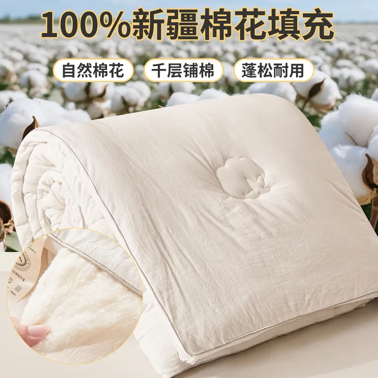 2025新款A类100%棉填充新疆棉花被芯 家用棉被加厚保暖纯棉花被子