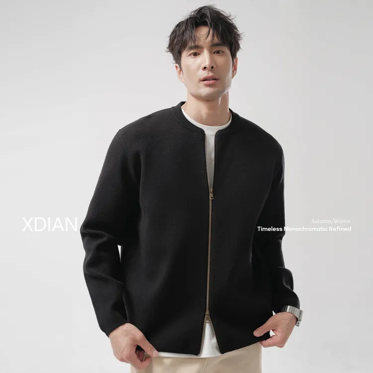 XDIAN/续点绵羊毛毛衣外套男士舒适保型拉链夹克秋冬季