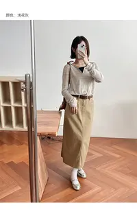 【素简】秋季新款百搭错位视觉 假两件双层拼接肌理针织衫01659
