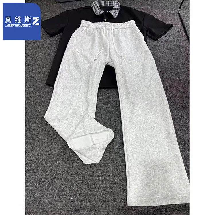 真维斯Z+简约时尚拼接斜切运动卫裤潮流港风复古纯色休闲直筒裤男