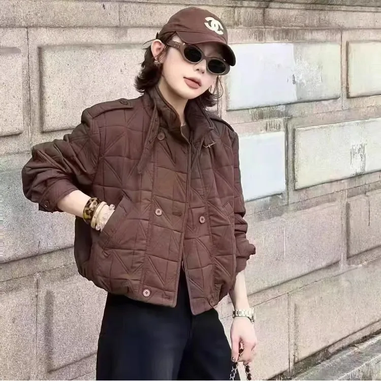 6786秋冬新款韩版休闲百搭显瘦棉服女时尚气质立领棉衣外套上衣