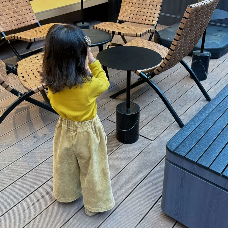 壹妈韩范童装女童休闲套装秋季新款洋气儿童黄色长袖上衣百搭长裤