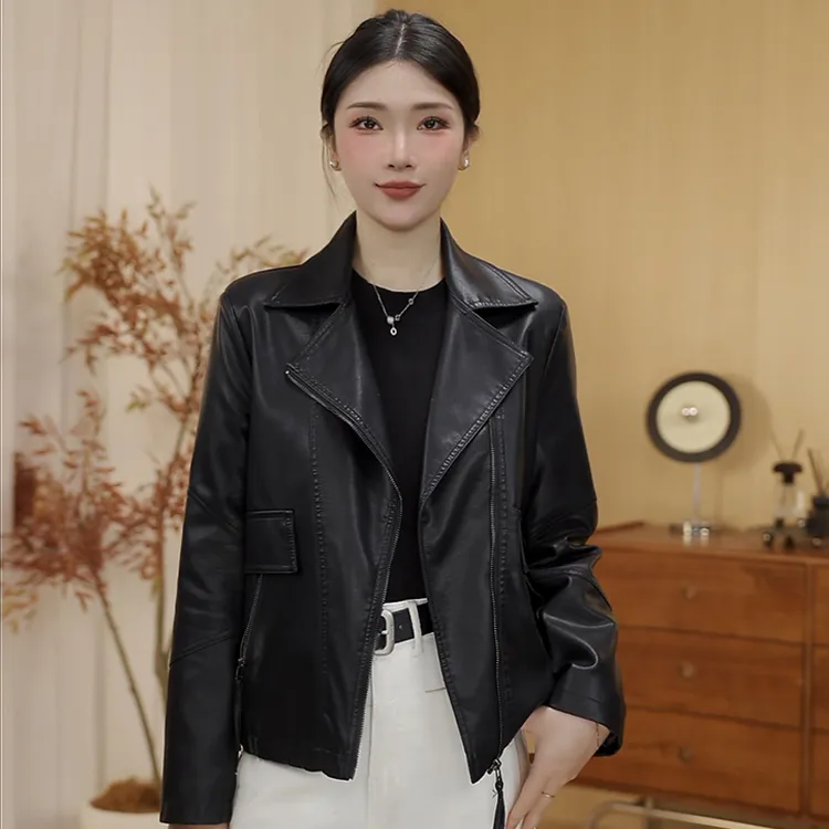 2025新款修身时尚显瘦皮衣女款爆款休闲百搭机车外套复古外套