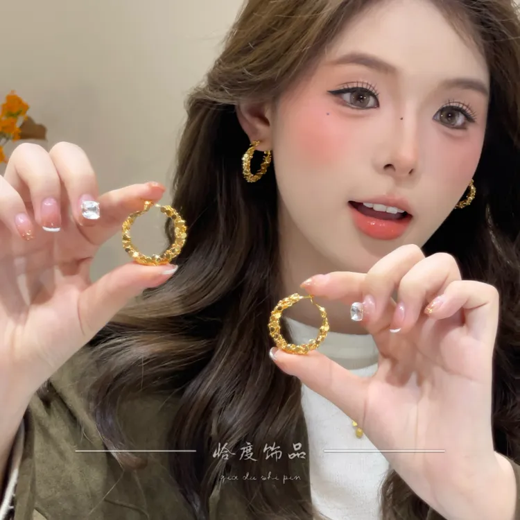 【恰度】法式轻奢金色麻花耳扣大气百搭