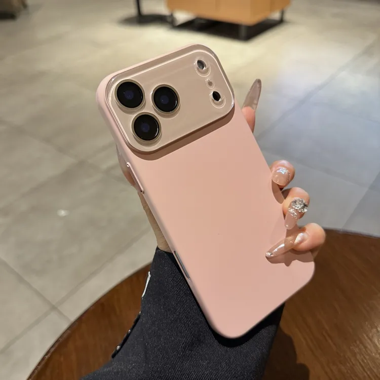 适用苹果17pro手机壳情侣少女粉纯色自带镜头膜全包简约高级磨砂