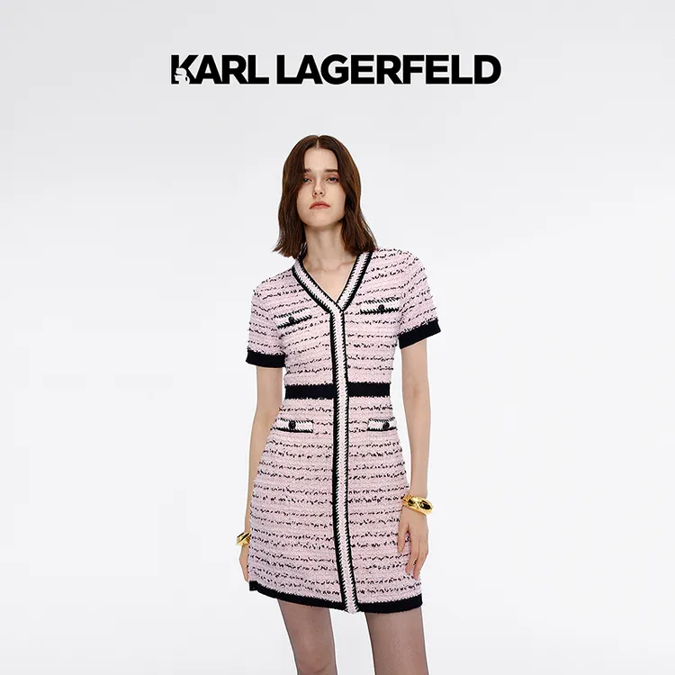 【官方】KARLLAGERFELD卡尔拉格斐衣服条纹正品连衣裙女装M21L1327