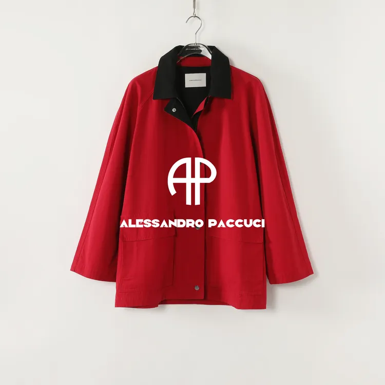 AP洛哥53157WT【限量/赤焰】棉质红+黑撞色翻领时尚休闲外套