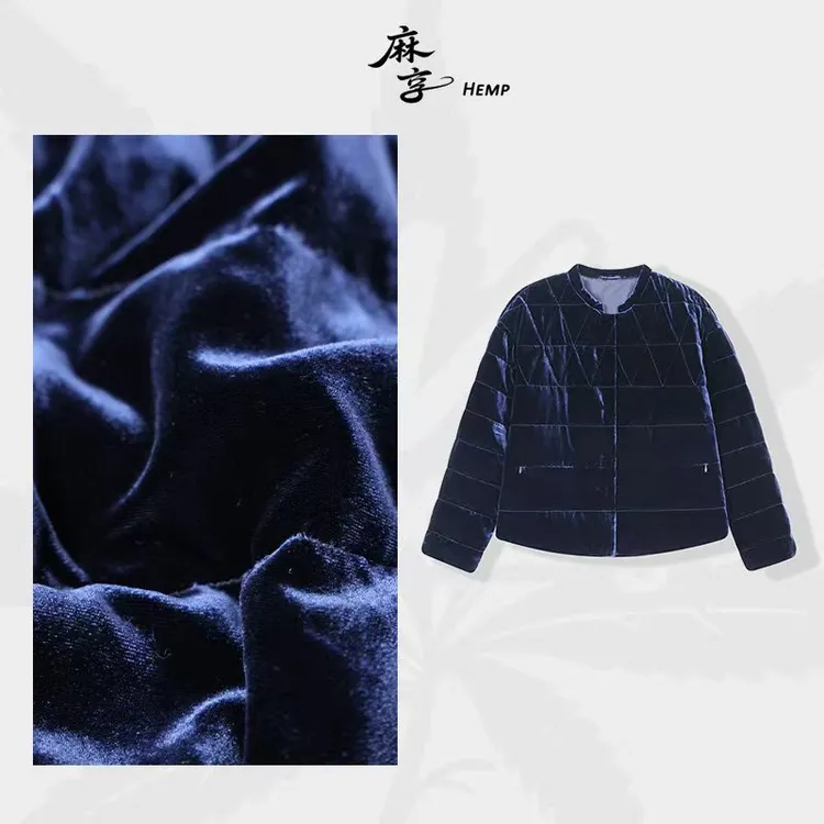 麻享【真丝丝绒95白鹅绒】羽绒服中国风立领轻薄金丝绒女款FSY50968