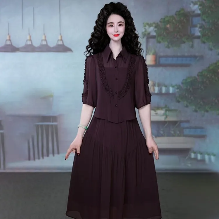 高档云锦纱面料连衣裙2025夏新款优雅重工蝴蝶亮片气质显瘦礼服裙