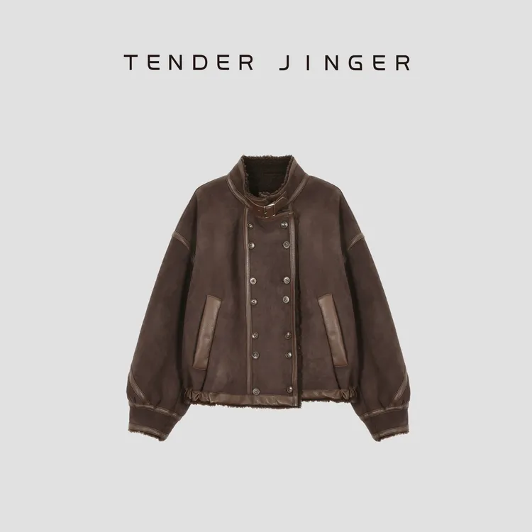 Tender Jinger｜线下专供 气质机车风绵羊毛短款外套T54XLK50244
