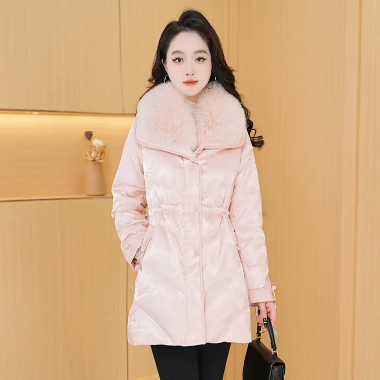 【羽绒服】冬季白鸭绒羽绒服围巾百搭新款时尚气质休闲保暖外套女