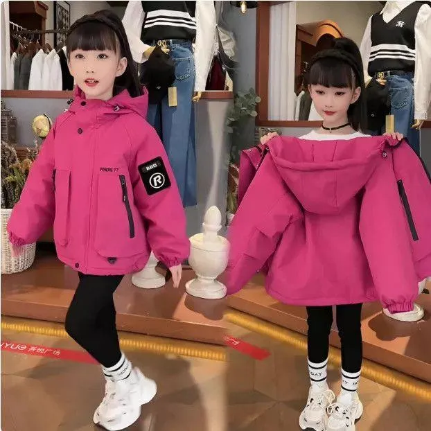 女童秋冬加棉外套2025新款儿童网红洋气中大童女孩冬装冲锋衣上衣