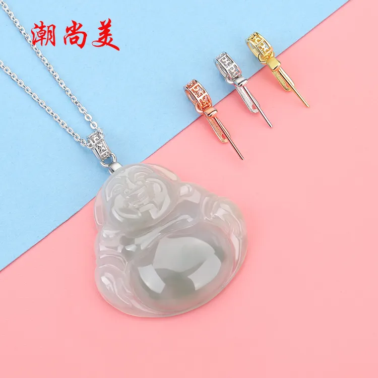 潮尚美 925银银制品 斜孔吊坠扣头饰品配件珠宝专用卡扣银扣搭扣