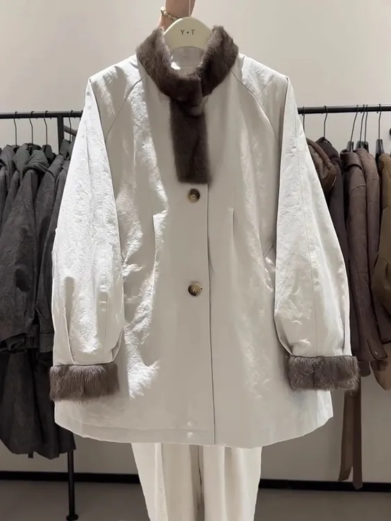 毛领毛毛内胆派克服女2025冬季新款中长款加厚保暖设计感棉服外套