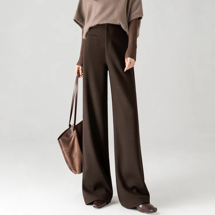 毛呢阔腿裤女2025新款气质高腰加厚冬天裤子宽松高级感A版直筒裤