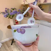 伴花时光6英寸面碗2碗2勺家用碗餐具专用高颜值陶瓷碗