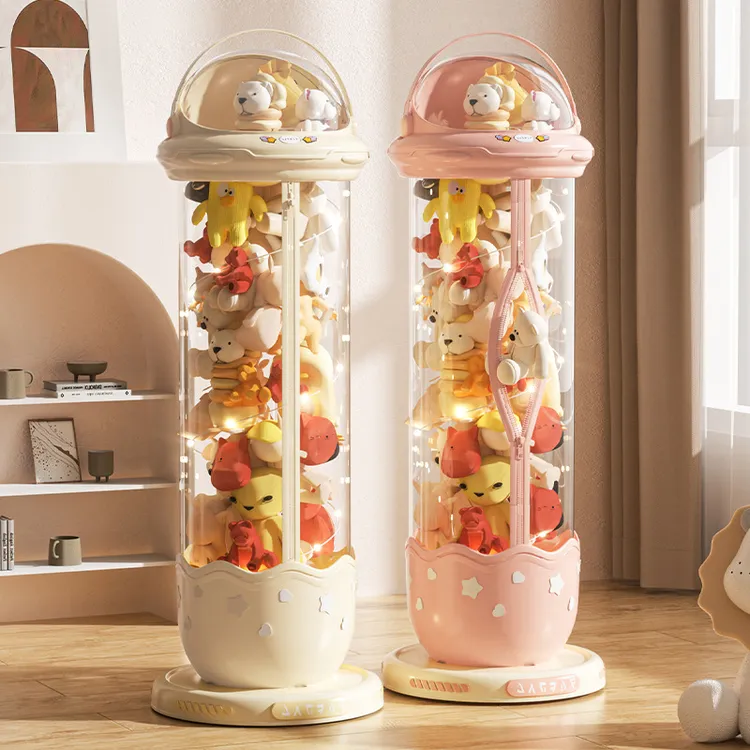 高颜值娃娃收纳桶透明拉链款毛绒玩具收纳神器家用大容量收纳篮筐