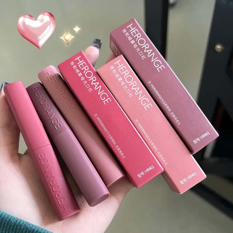 HERORANGE饱和绒雾哑光口红丝绒雾面哑光平价学生党防水不易掉色