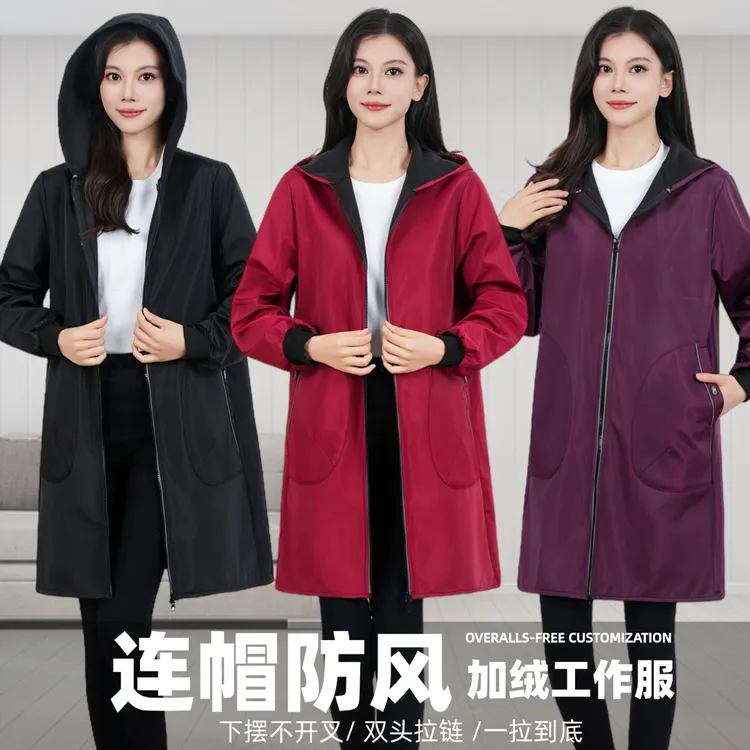 加绒罩衣2026新款冬季加厚防水防油长袖厨房围裙男成人女款工作服