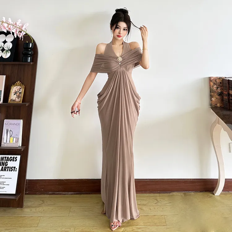 Malou 女神降临奢华温柔性感连衣裙女 遮肉显瘦优雅长裙K25D75989