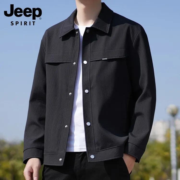 JEEPSPIRIT吉普男士翻领夹克春秋男款潮流男装外套秋季新款外衣男