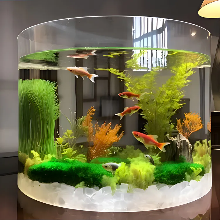 高透直筒花瓶大号落地圆柱客厅造景圆形玻璃鱼缸透明直筒乌龟缸