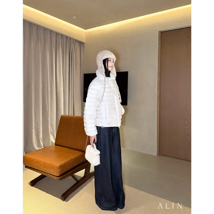ALIN【金盏爵士】冬经典简约花苞领梨子型抽绳排骨羽绒服女AL5PYW11