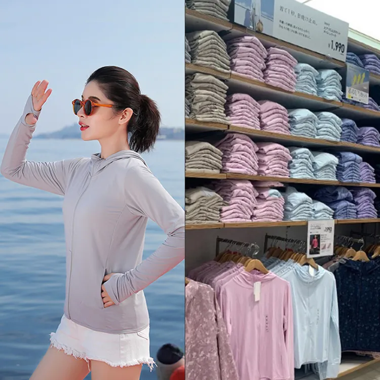 夏季新款冰丝凉感连帽防晒衣轻薄透气户外遮阳防紫外线运动休闲