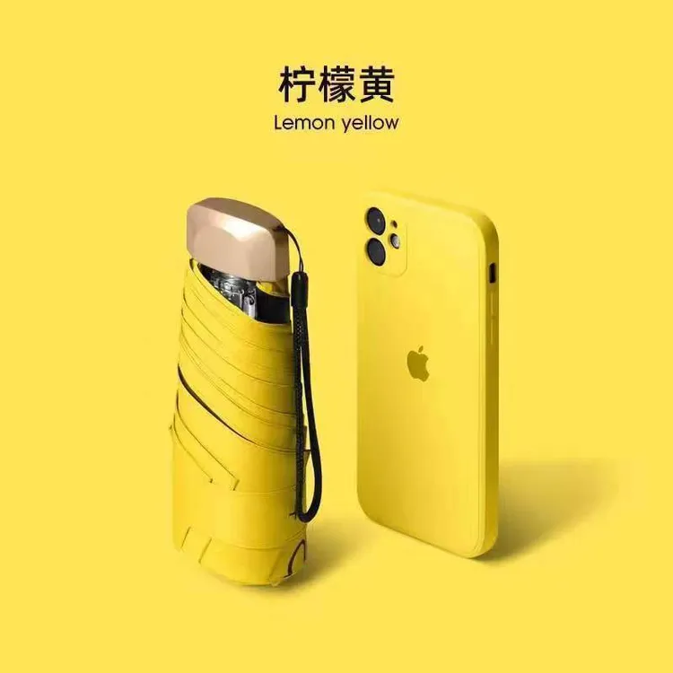 迷你超轻口袋五折黑胶防紫外线便携女用遮阳晴雨伞油画伞小巧便捷