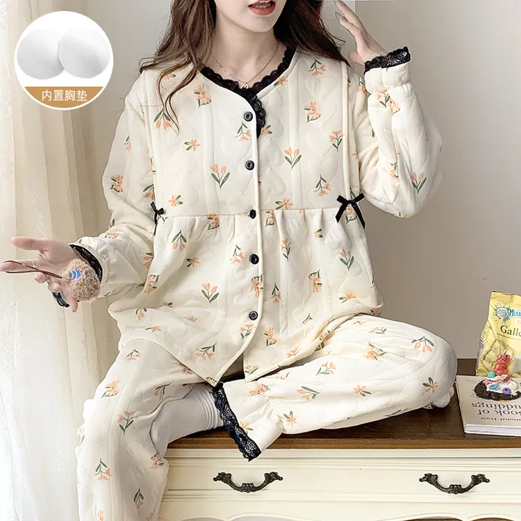 秋冬款宽松德绒保暖产妇月子服套装11月坐月子哺乳孕妇孕期睡衣