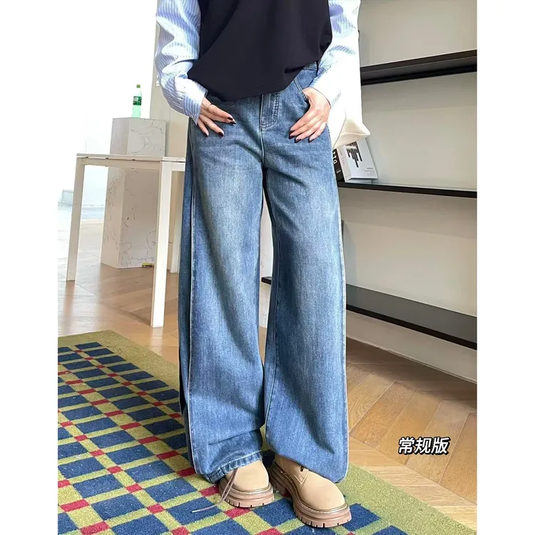 裂渡宣宣【原野调性】微胖大码女秋百搭活页双版本牛仔裤ZY507V60