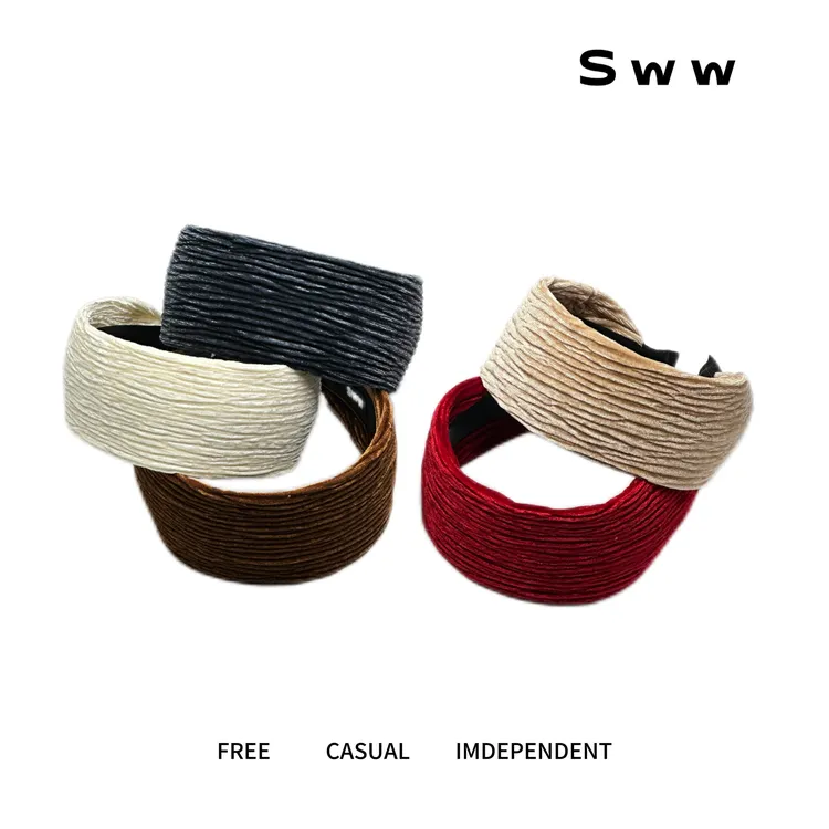 SWW新款金丝绒显高颅顶宽边发箍简约高级感头饰发箍