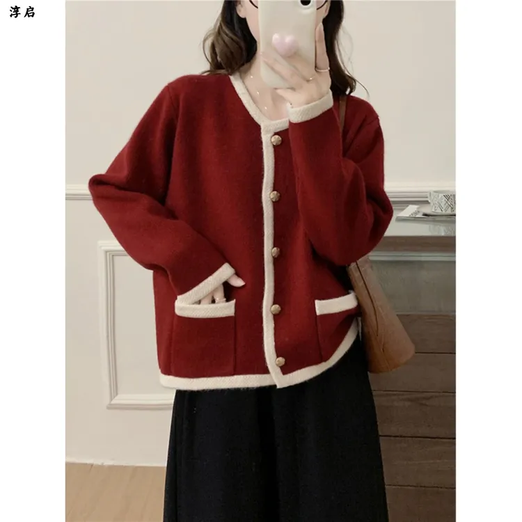 淳启时尚休闲秋季新款女装高级设计感潮流修身毛衣针织开衫上衣酷