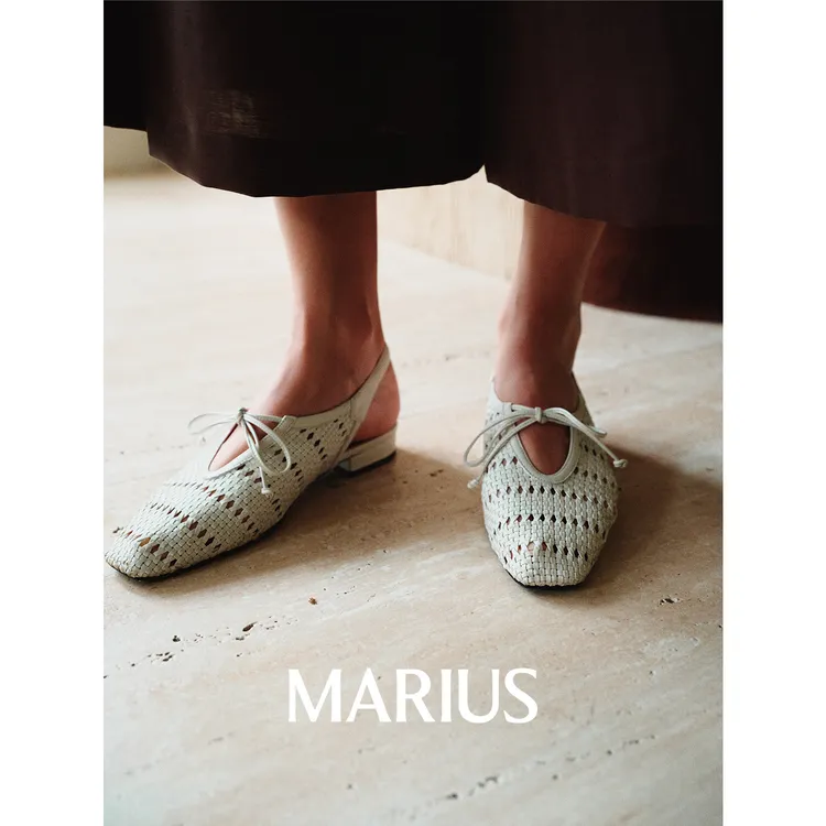 MARIUS“罗马凉鞋"优质小羊皮透气温柔优雅镂空编织凉鞋/单鞋